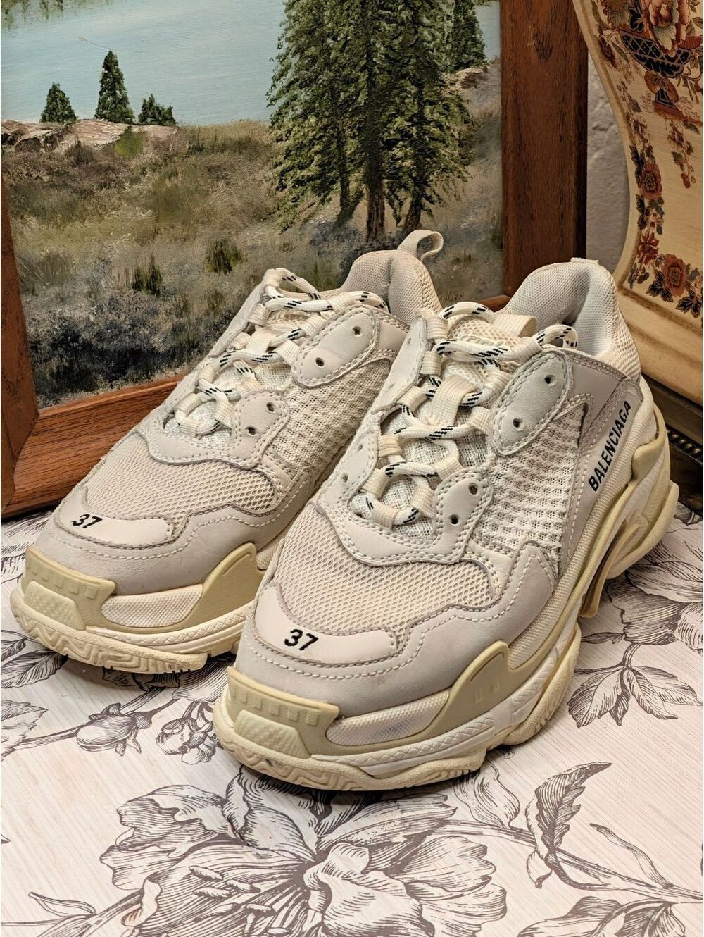 Balenciaga Triple S White Cream Sneakers Size EU 37 / US 7